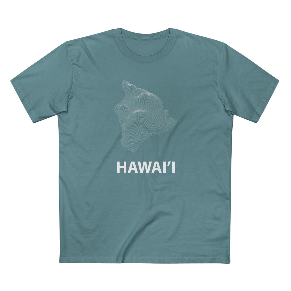 Hawai'i T-Shirt Topographical Lines in Slate Blue