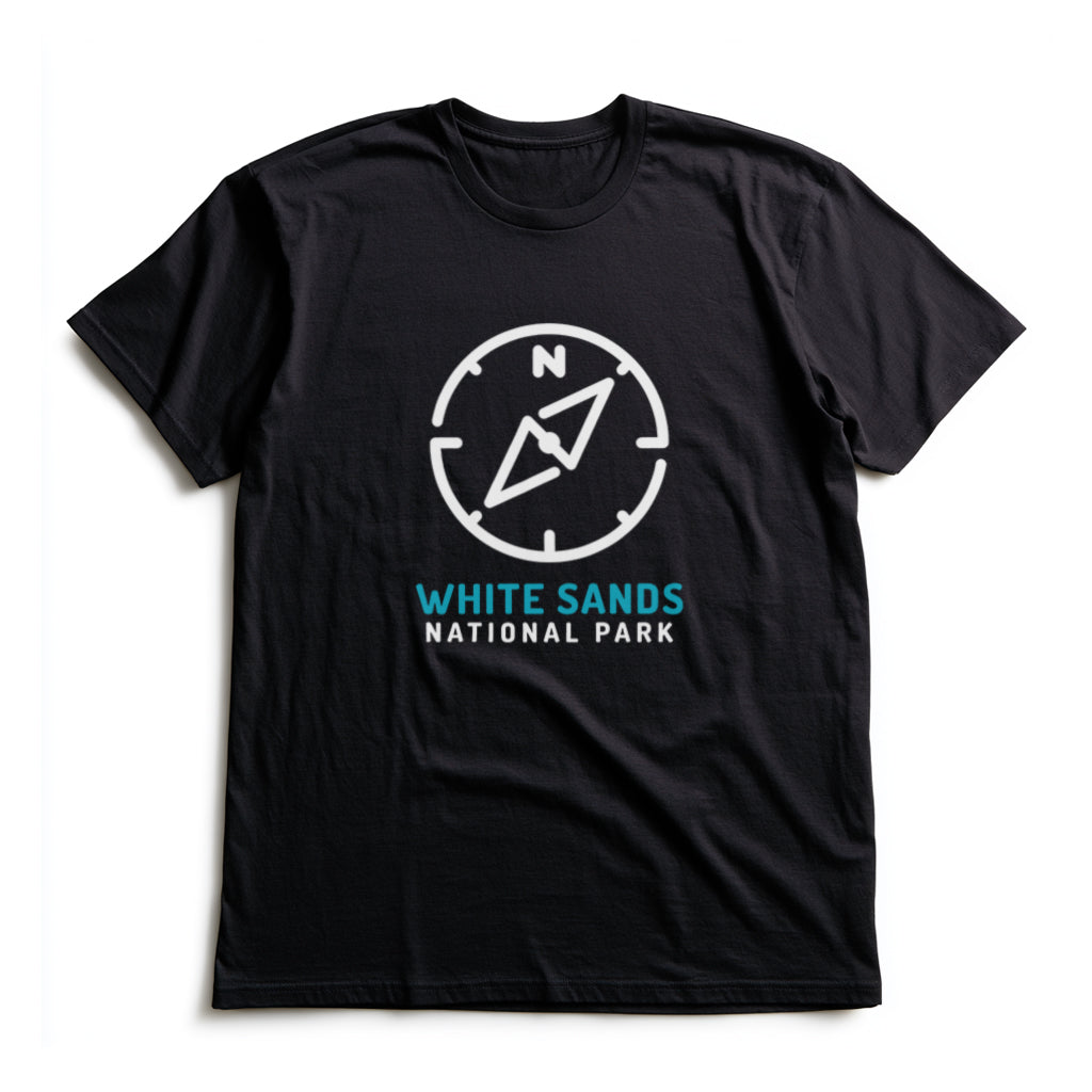 White Sands National Park T-Shirt Compass Design in Black