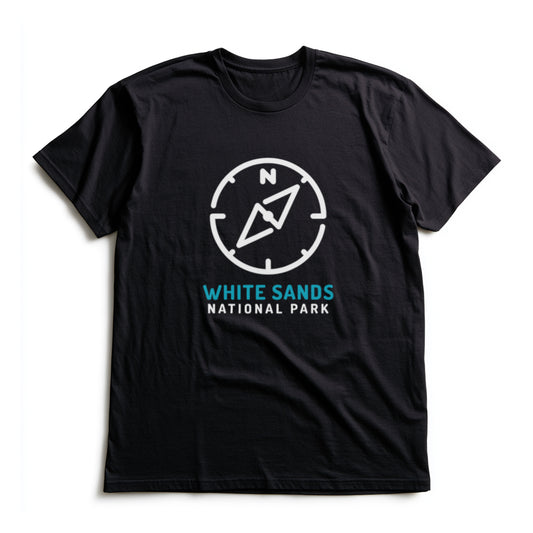 White Sands National Park T-Shirt Compass Design in Black