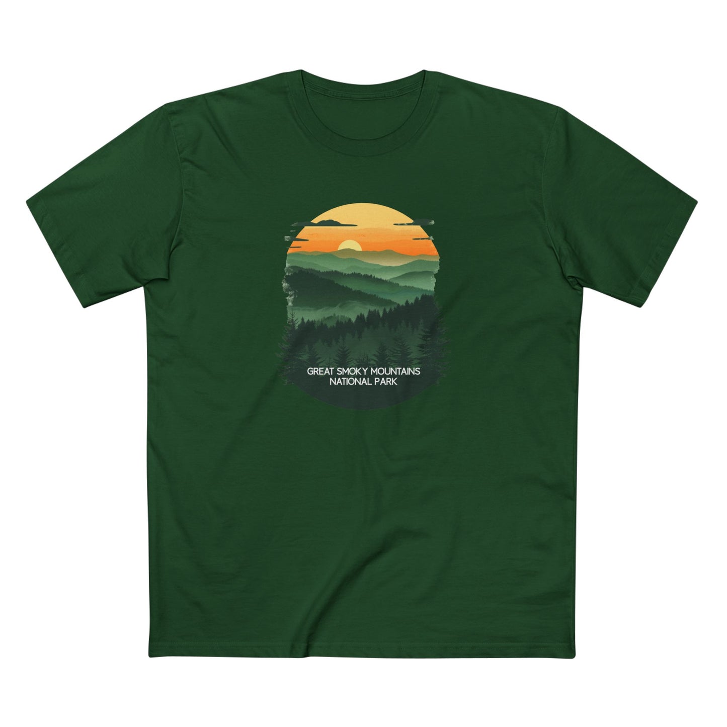 Great Smoky Mountains National Park T-Shirt - Vintage Design in Forest Green