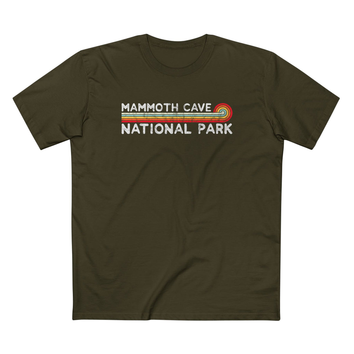 Mammoth Cave National Park T-Shirt - Vintage Stretched Sunrise in Army