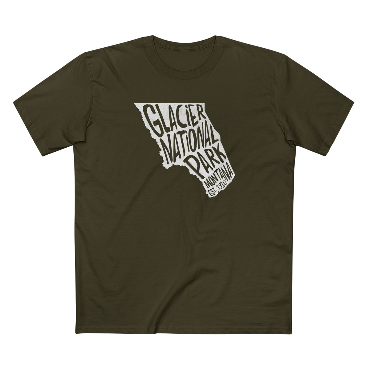 Glacier National Park T-Shirt - Map in Army