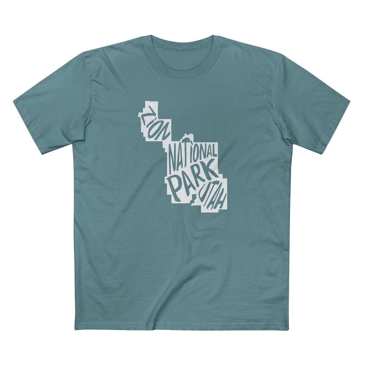 Zion National Park T-Shirt - Map in Slate Blue