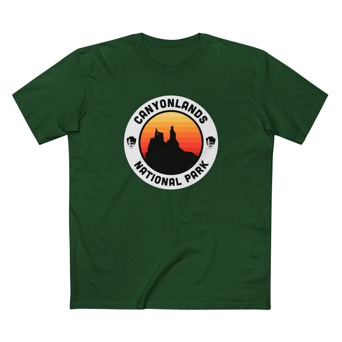 Canyonlands National Park - Round Badge Design in Forest Green