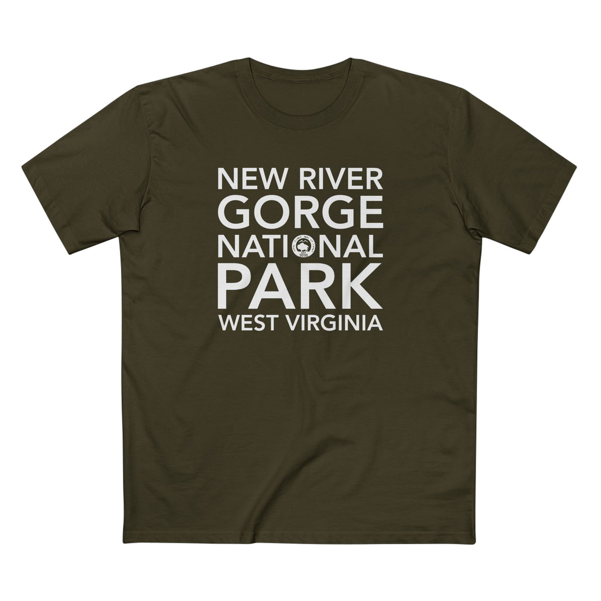 New River Gorge National Park T-Shirt Block Text in Army