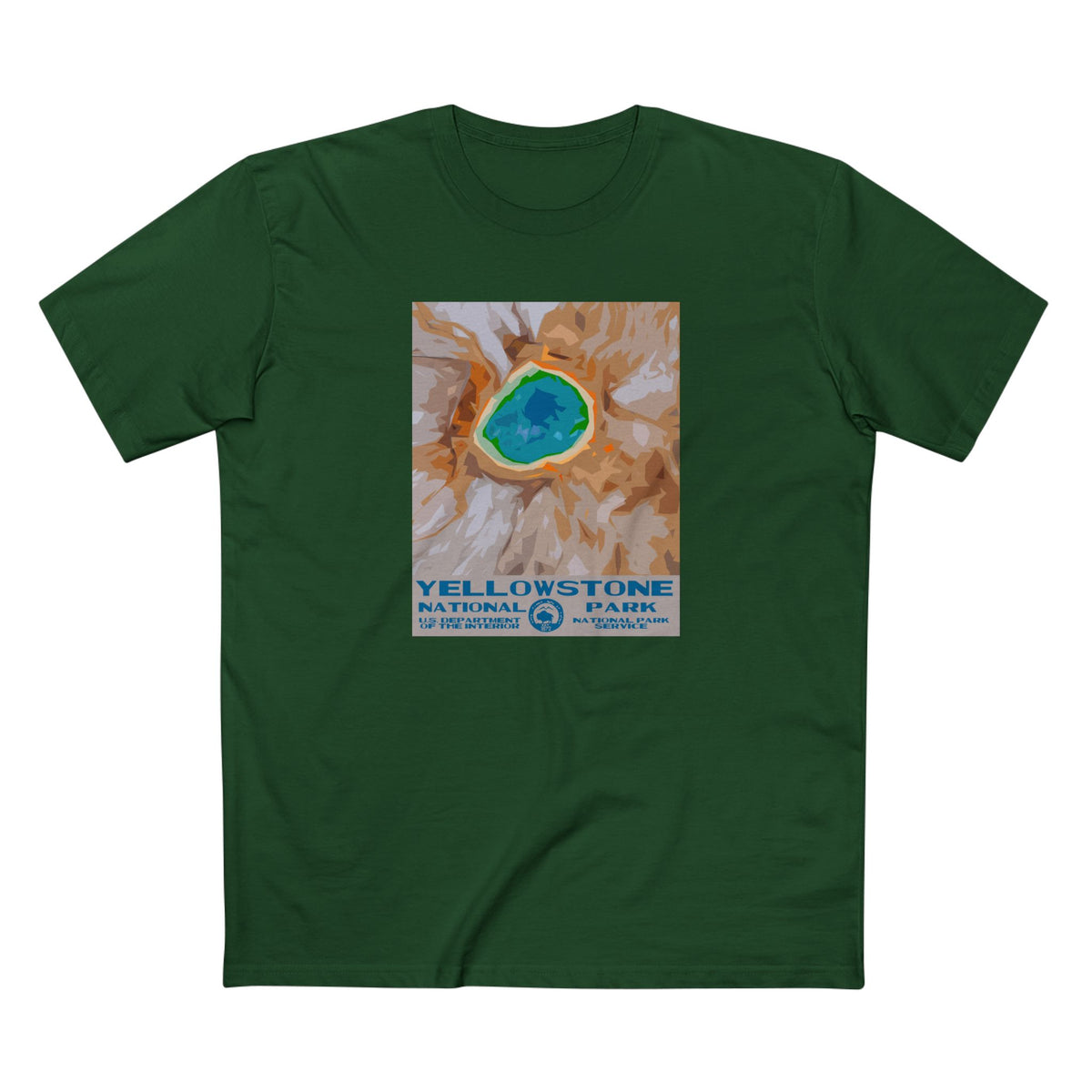 Yellowstone National Park T-Shirt - Grand Prismatic in Forest Green