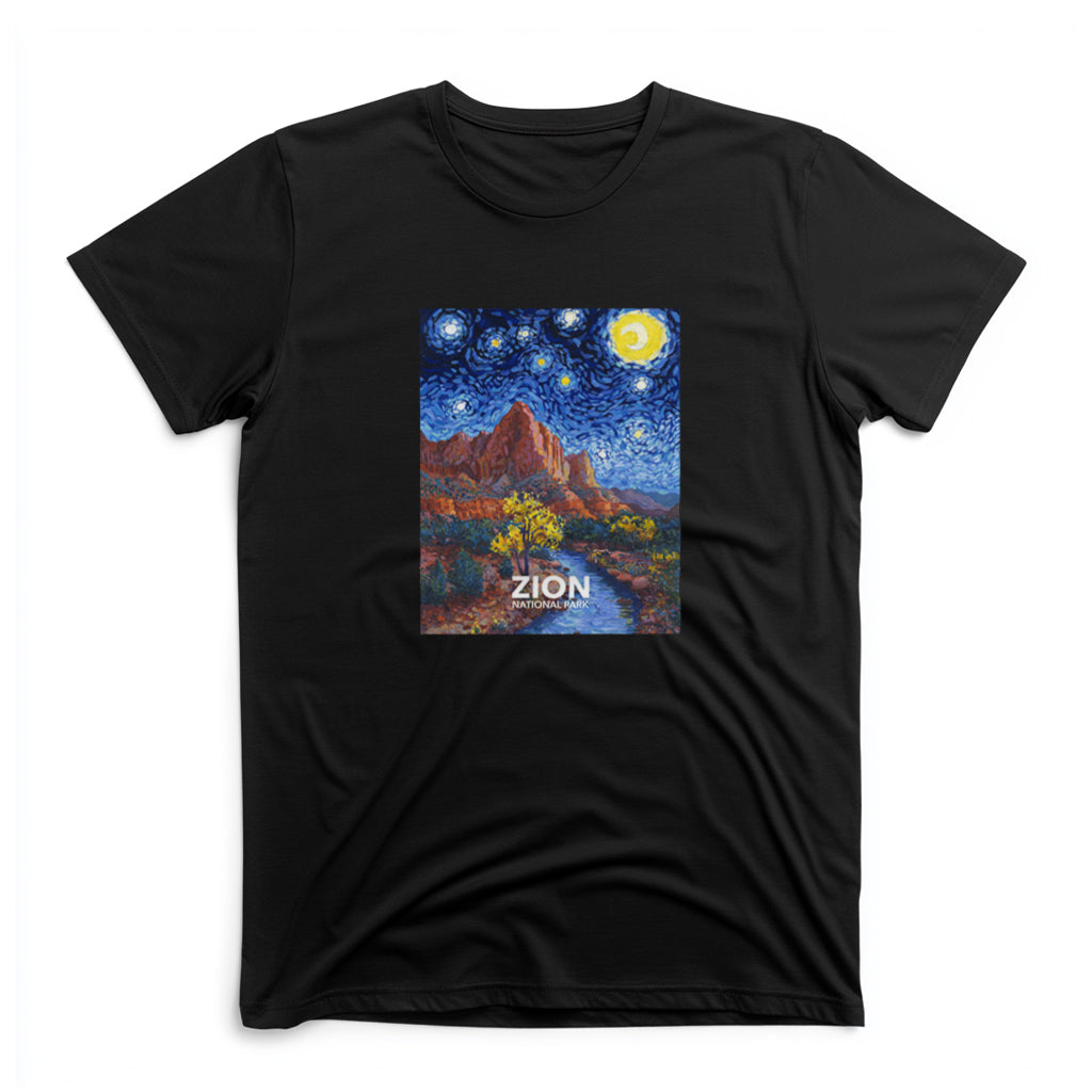 Zion National Park T-Shirt - The Starry Night in Black