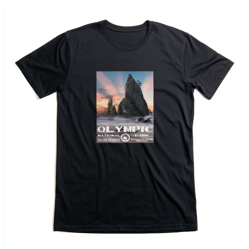 Olympic National Park T-Shirt - WPA Poster Design in Black