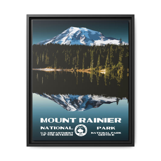 Mount Rainier National Park Framed Canvas - WPA Poster