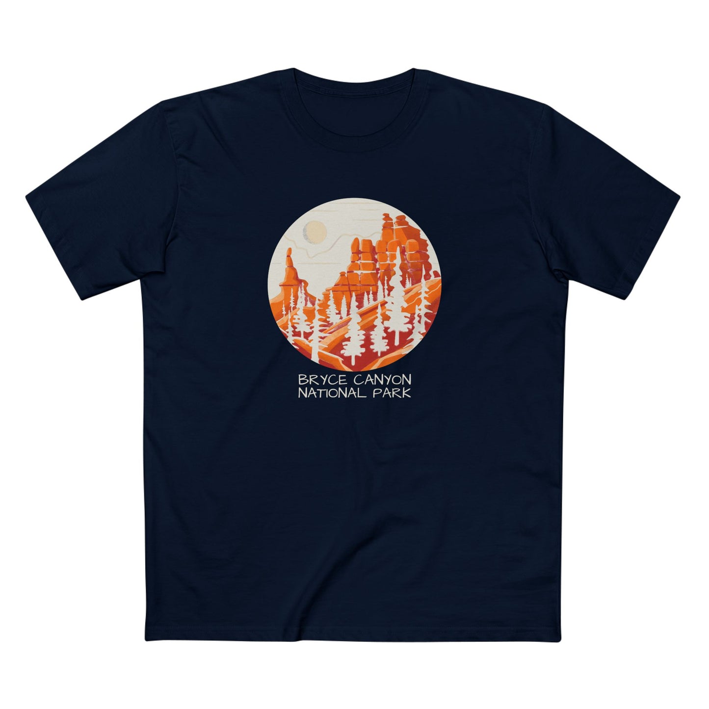 Bryce Canyon National Park T-Shirt - Round Stylized Design in Navy