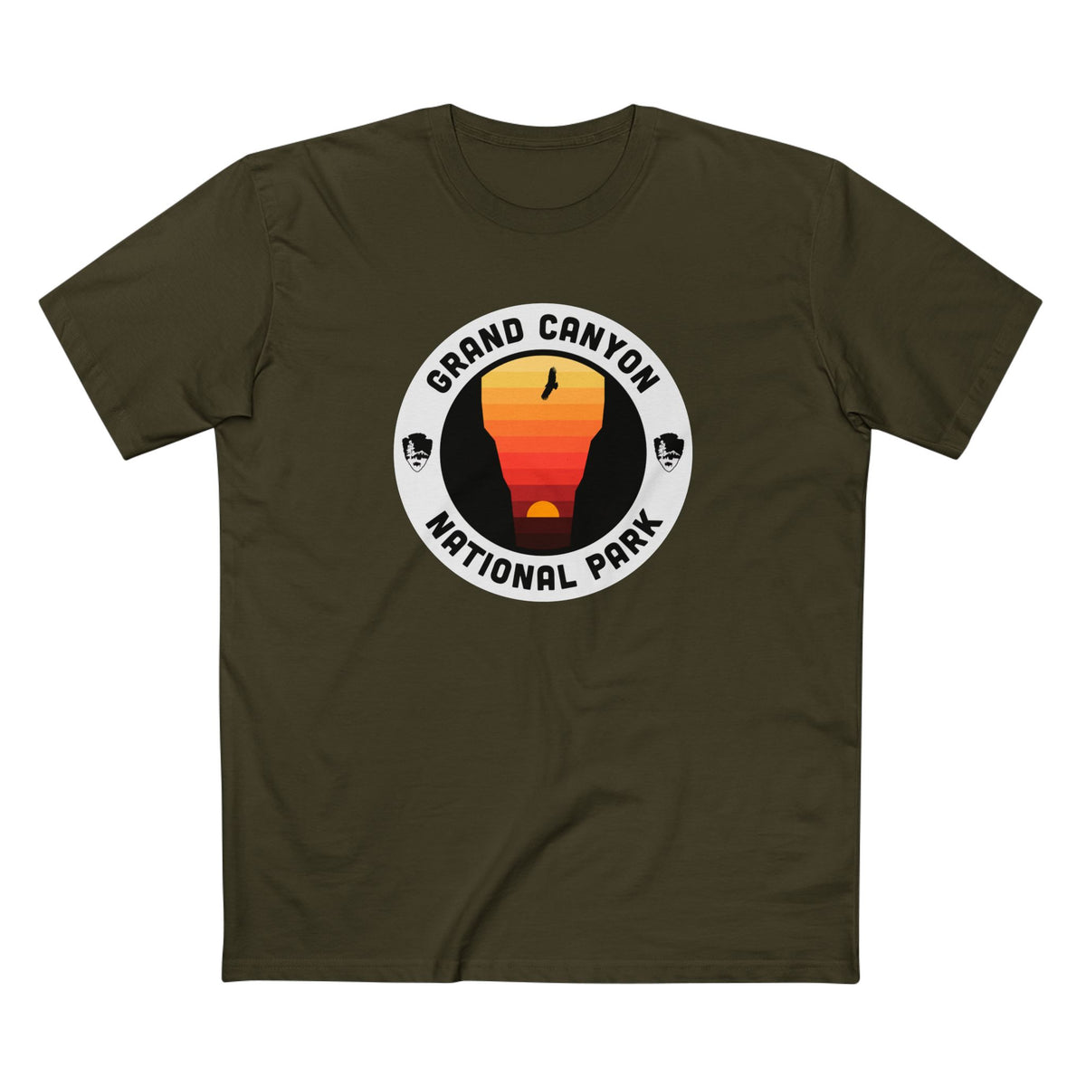 Grand Canyon National Park T-Shirt - Round Badge Design in Army