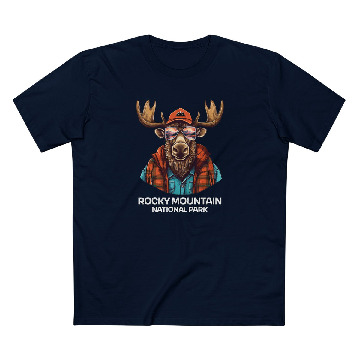 Rocky Mountain National Park T-Shirt - Cool Moose in Navy