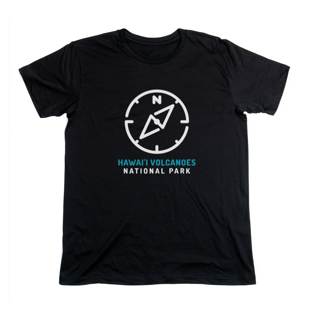 Hawaii Volcanoes National Park T-Shirt Compass Design in Black