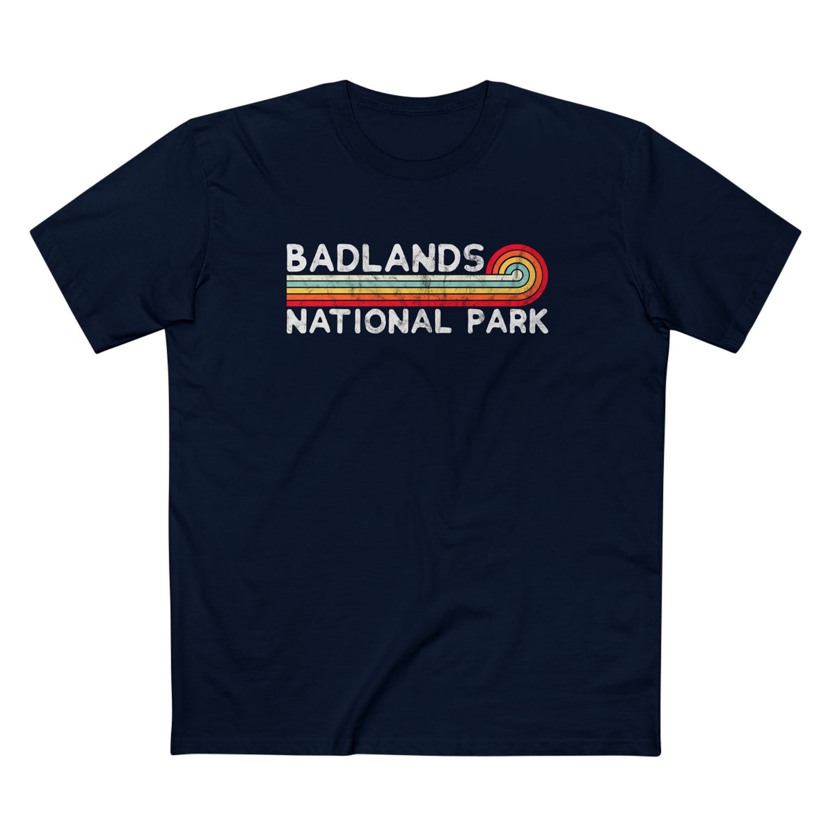 Badlands National Park T-Shirt - Vintage Stretched Sunrise in Navy