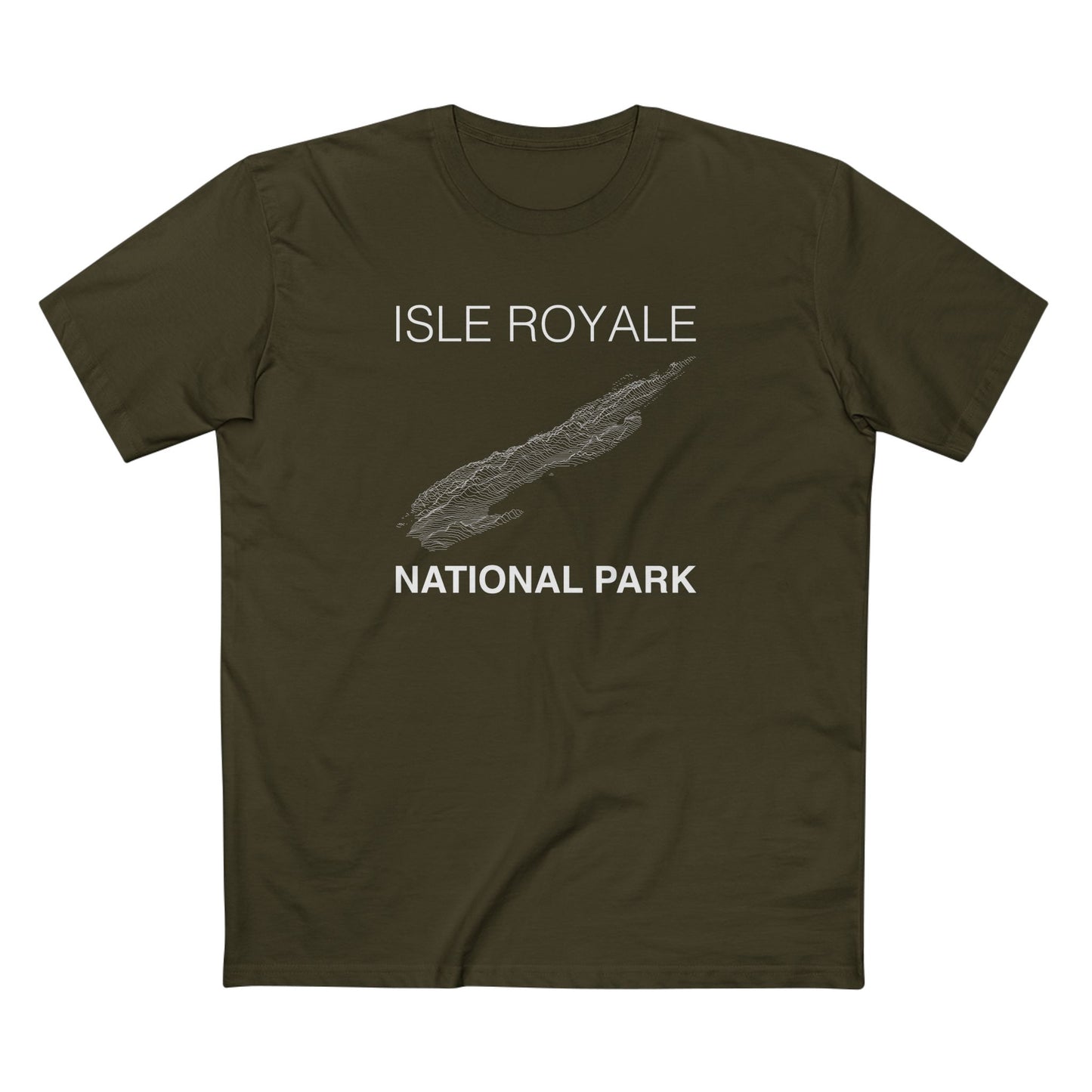 Isle Royale National Park T-Shirt Lines in Army