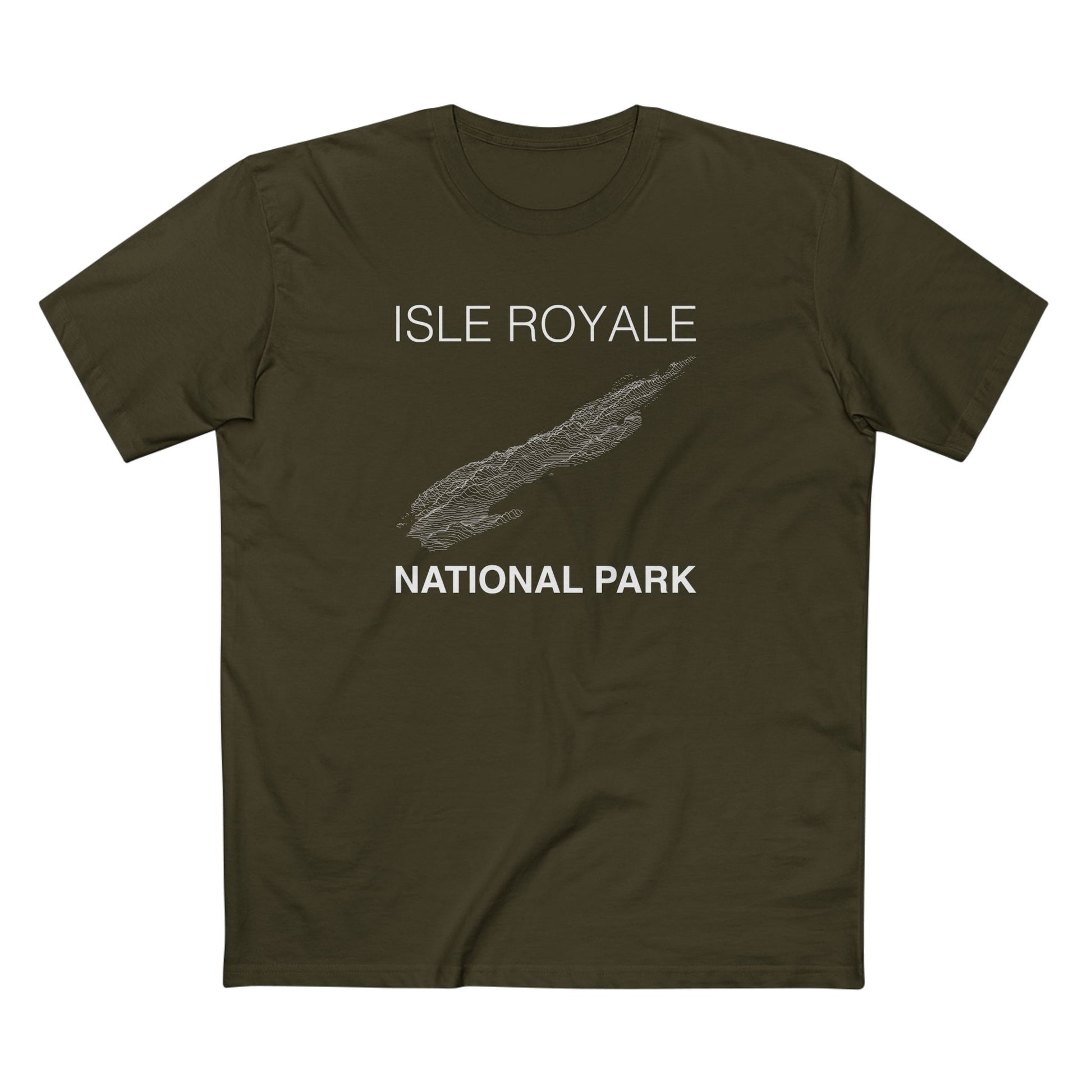 Isle Royale National Park T-Shirt Lines in Army