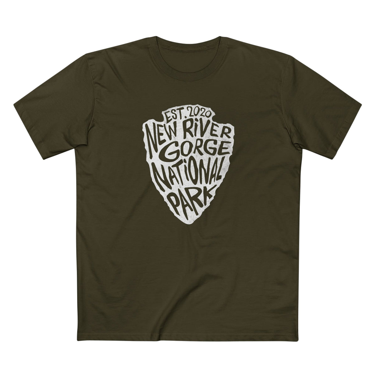 New River Gorge National Park T-Shirt - Arrowhead Design in Army