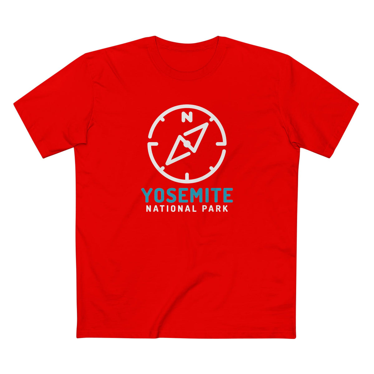 Yosemite National Park T-Shirt Compass Design in Red