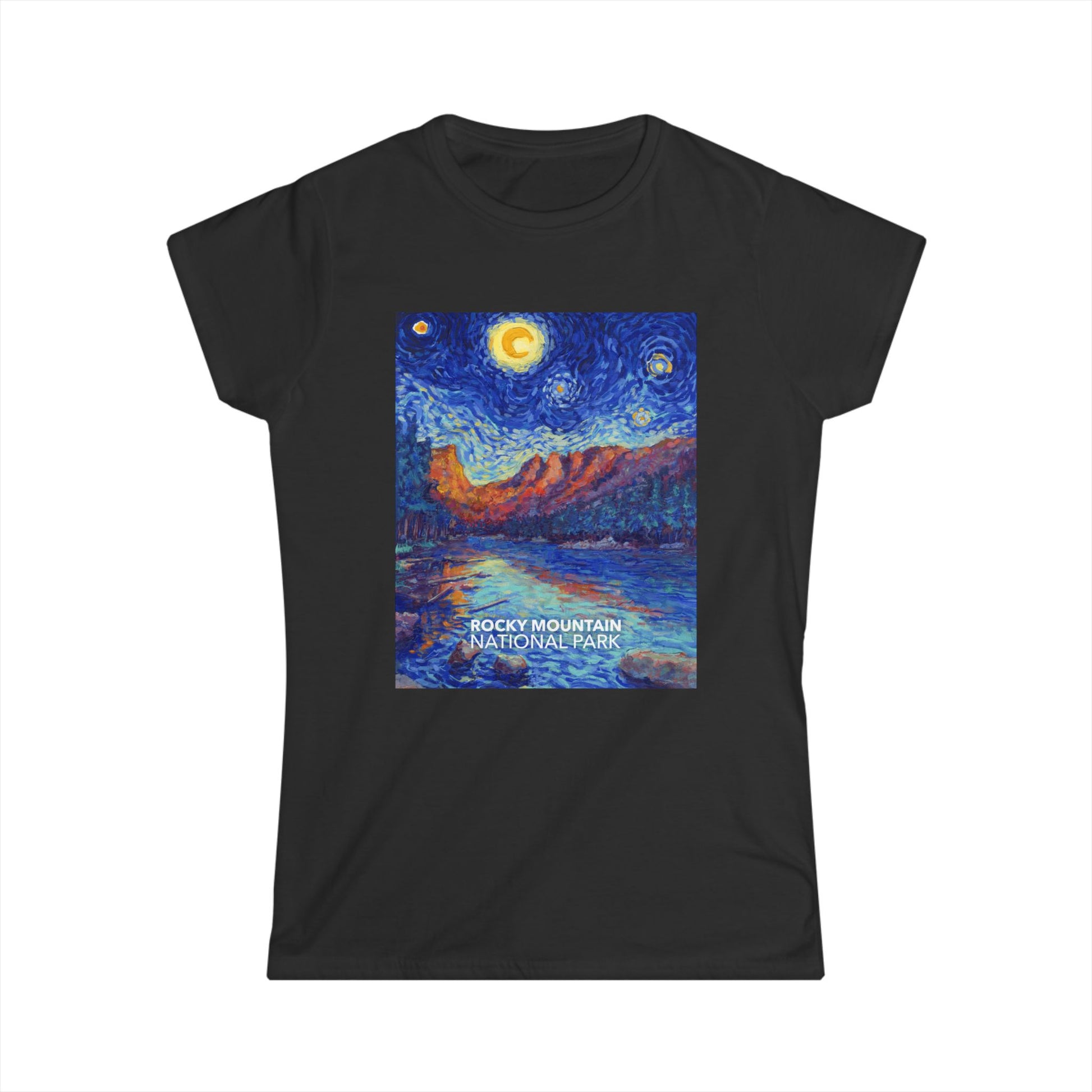 Rocky Mountain National Park T-Shirt - Women's Starry Night — Van Gogh ‘Starry Night’-style design