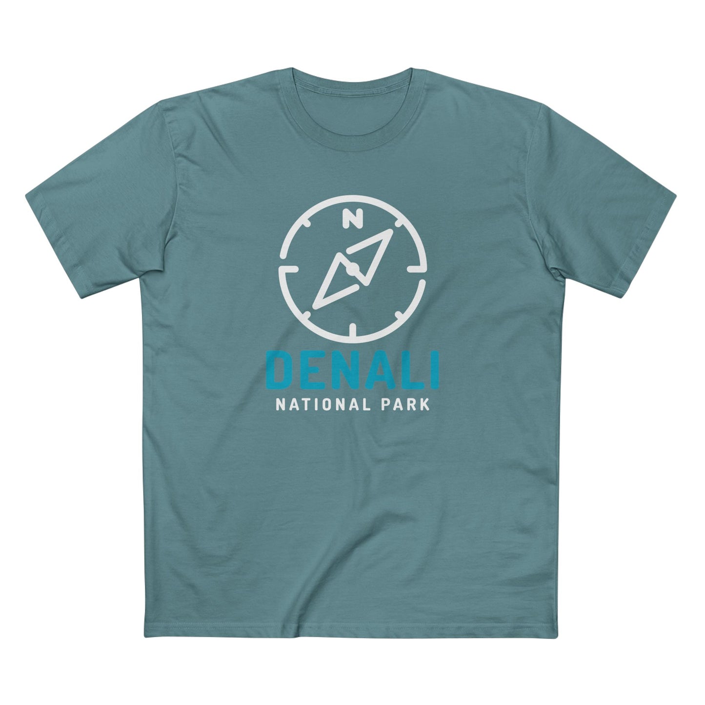 Denali National Park T-Shirt Compass Design in Slate Blue