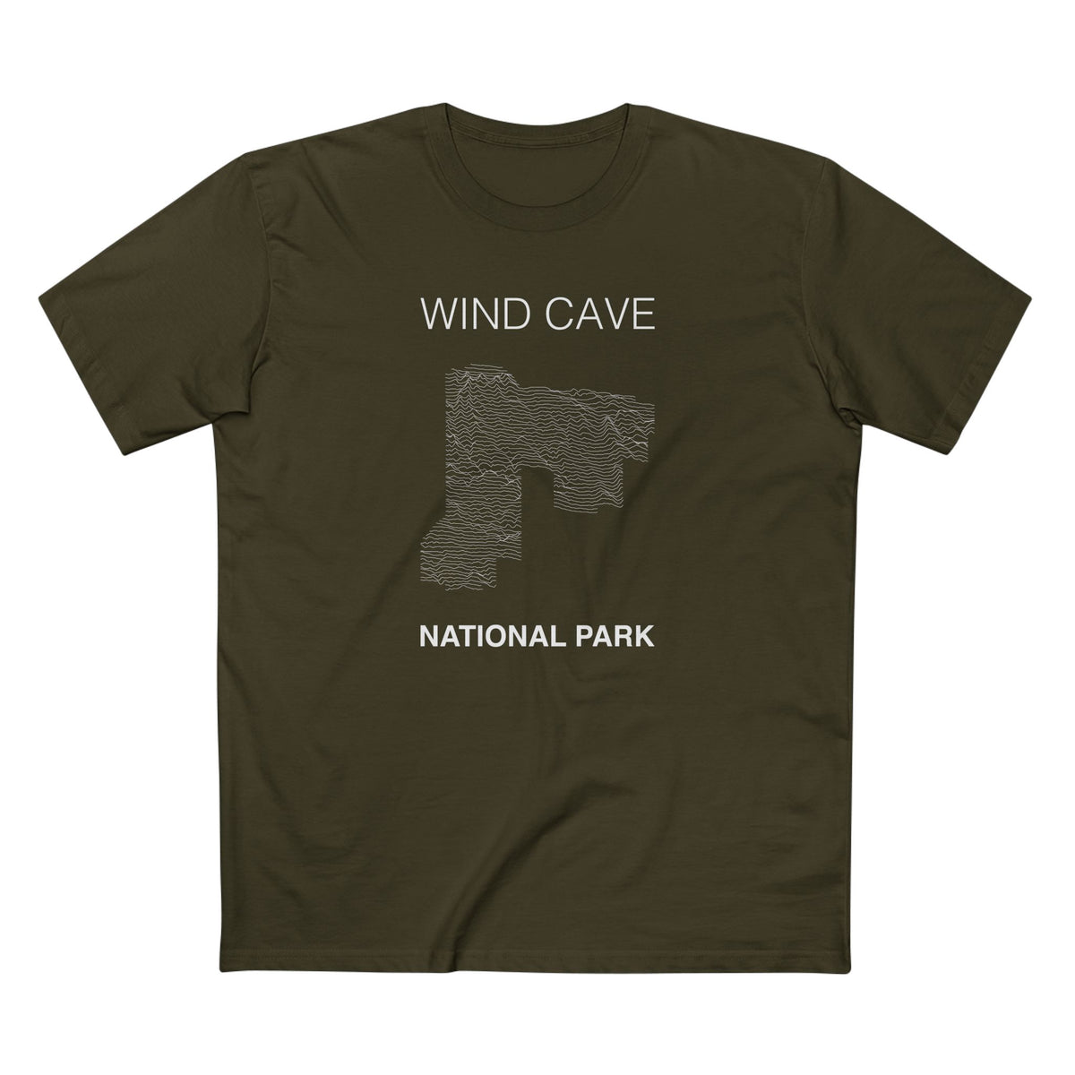 Wind Cave National Park T-Shirt Lines in Army