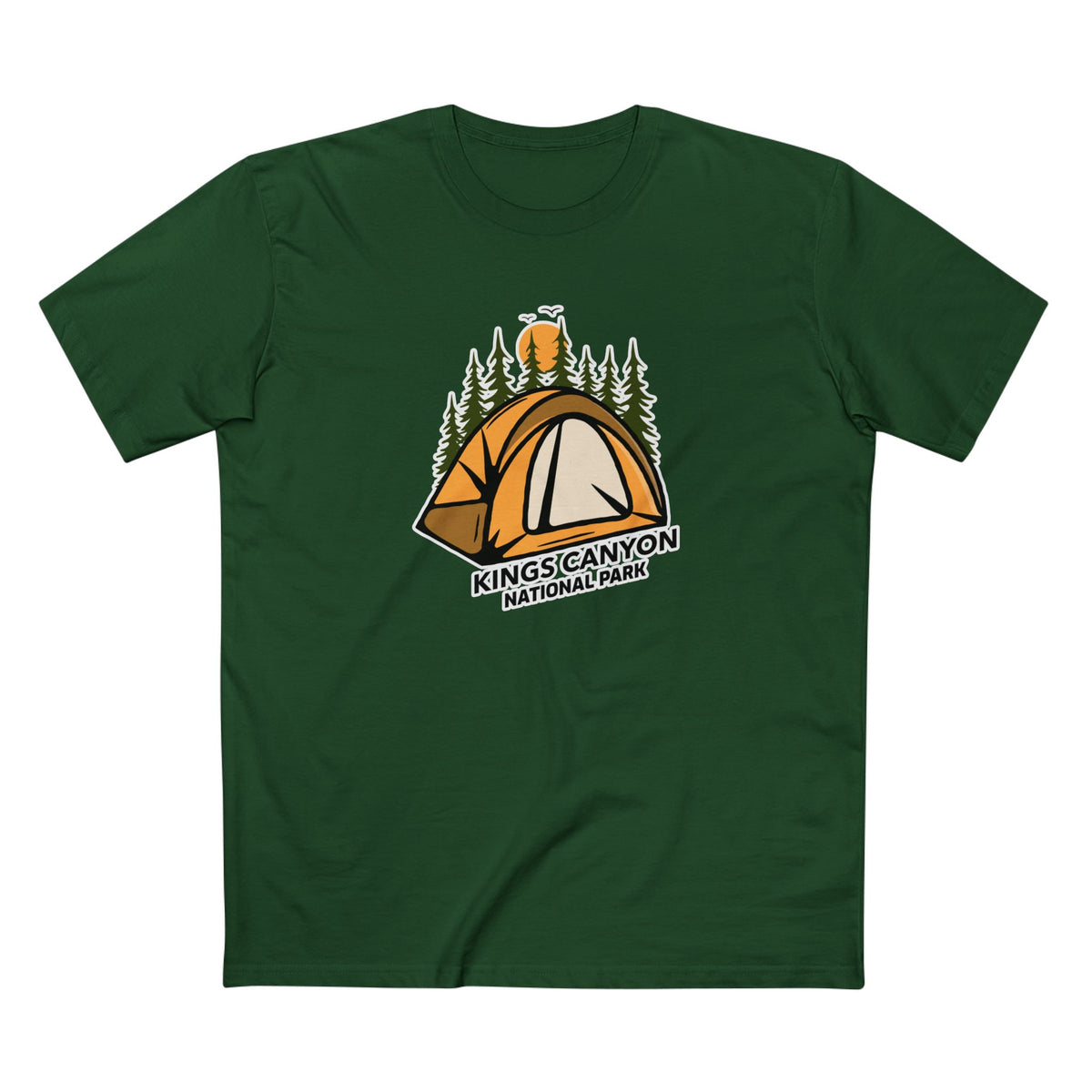 Kings Canyon National Park T-Shirt - Camping in Forest Green