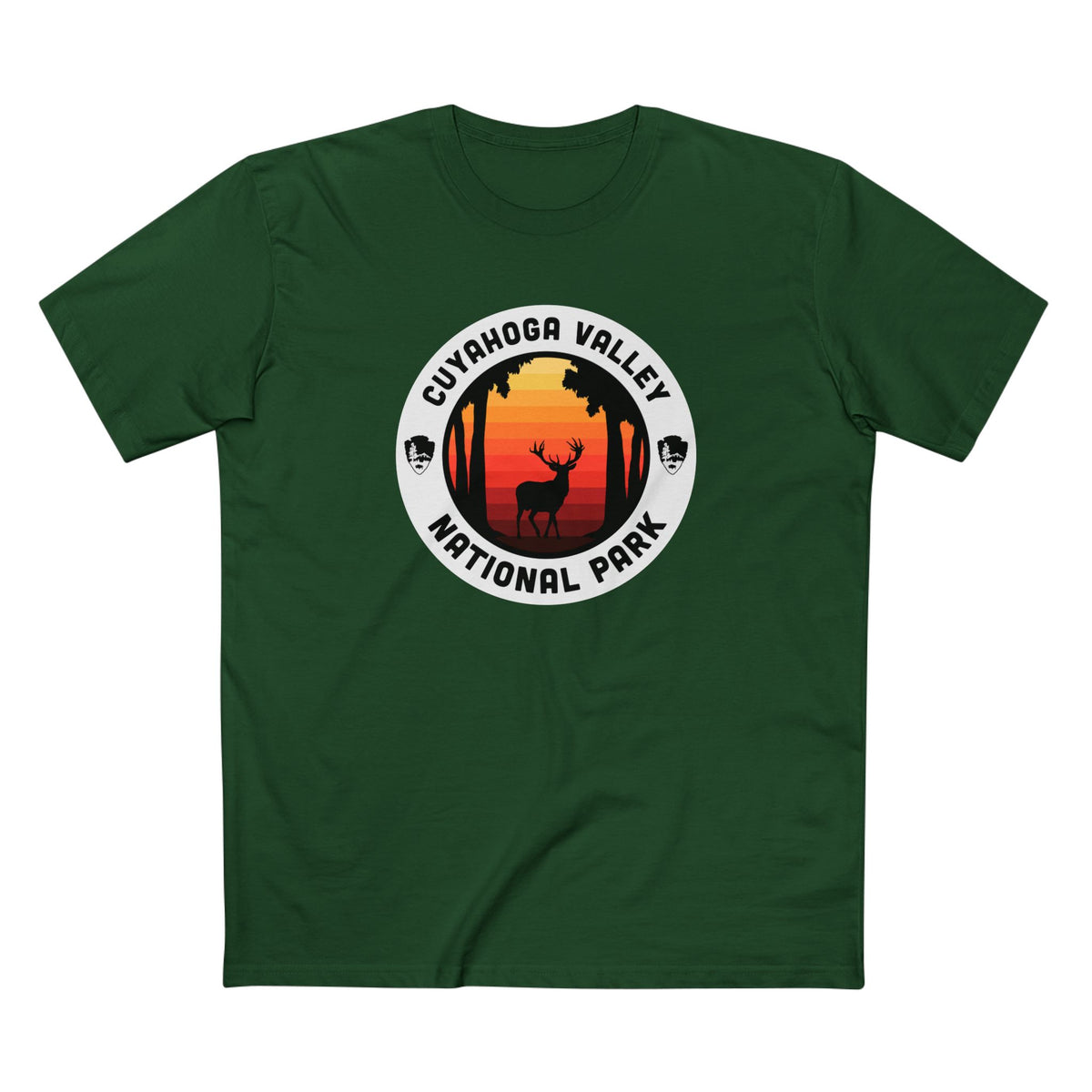 Cuyahoga Valley National Park T-Shirt - Round Badge Design in Forest Green