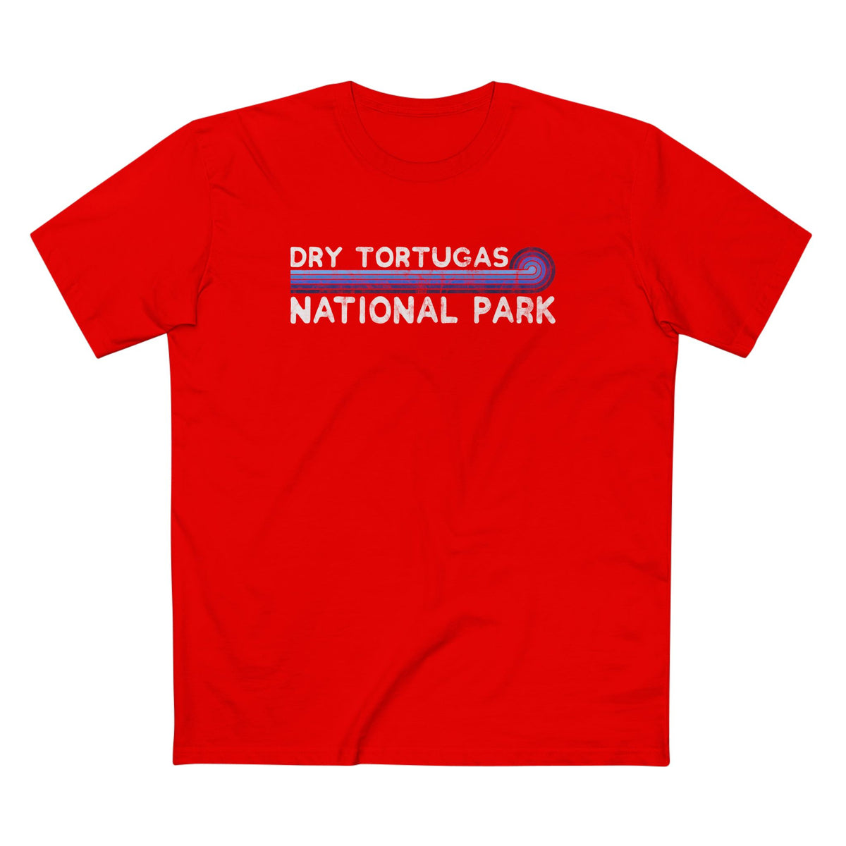 Dry Tortugas National Park T-Shirt - Blue Vintage Stretched Sunrise in Red