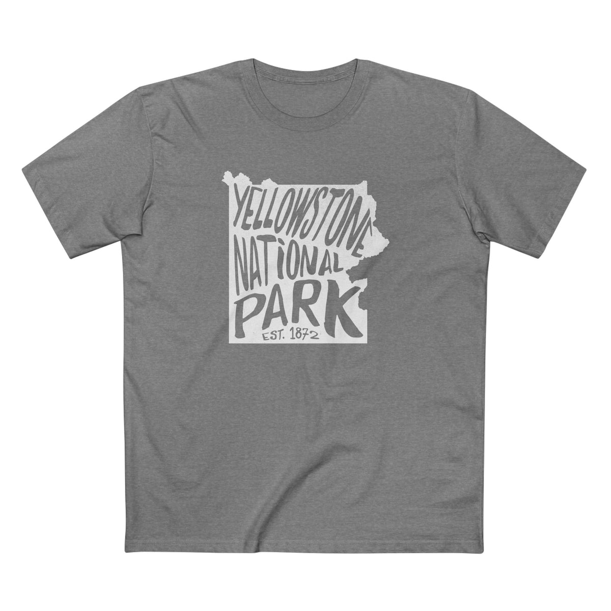 Yellowstone National Park T-Shirt - Map in Athletic Heather