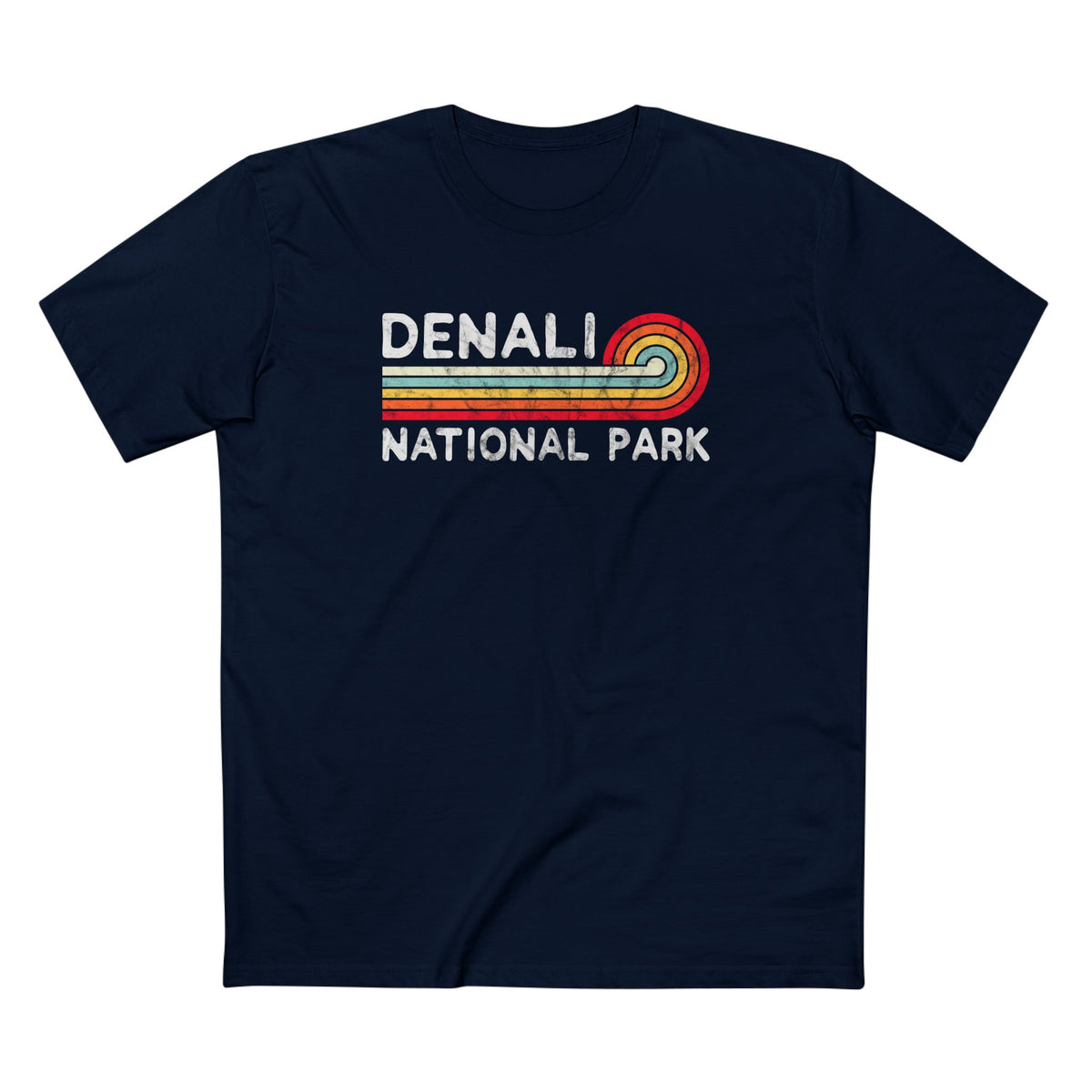 Denali National Park T-Shirt - Vintage Stretched Sunrise in Navy