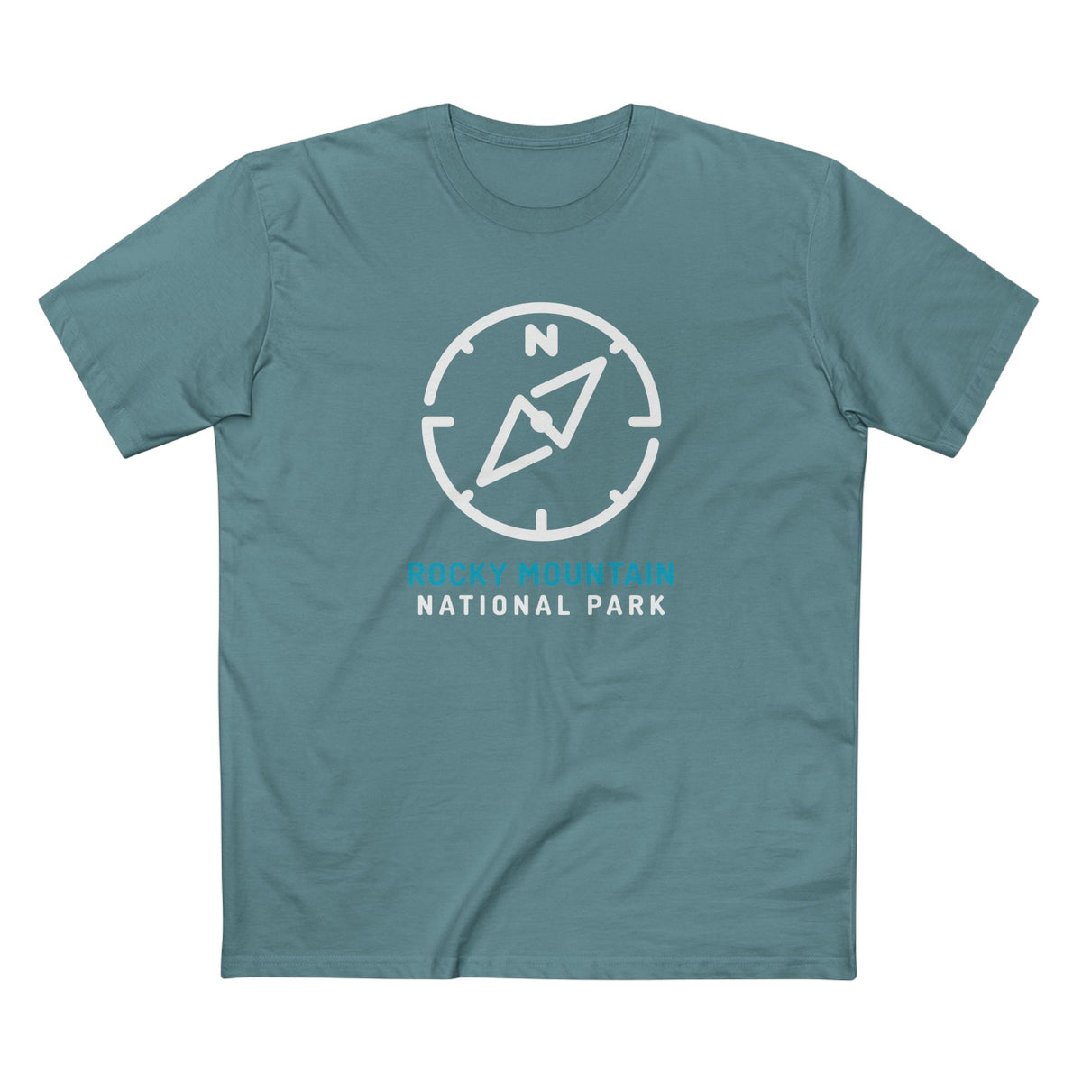 Rocky Mountain National Park T-Shirt Compass Design in Slate Blue