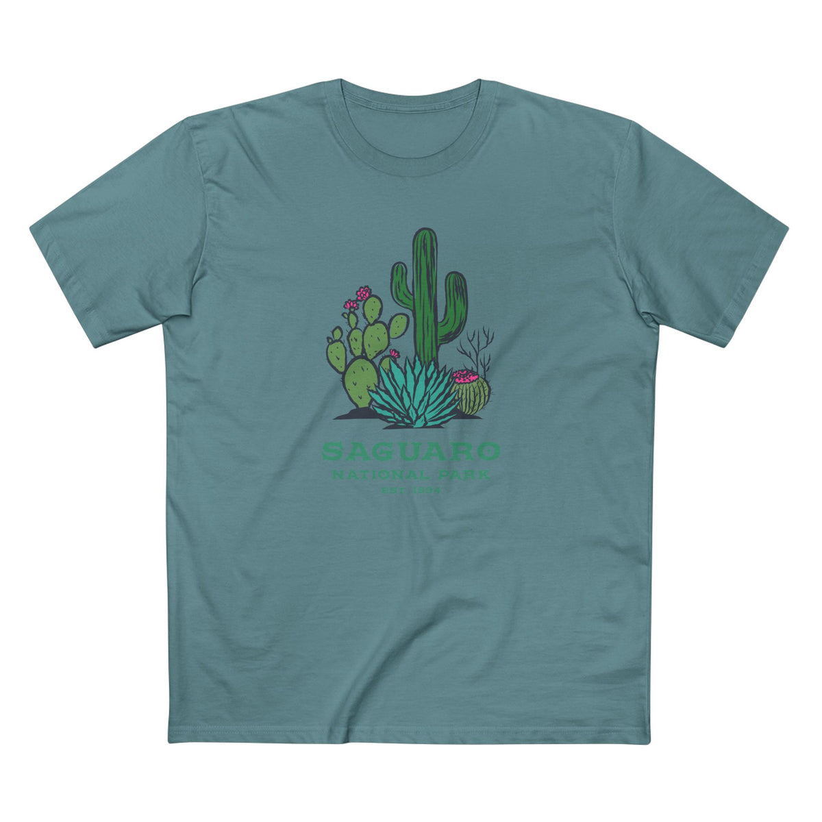 Saguaro National Park T-Shirt - Cacti Graphic in Slate Blue