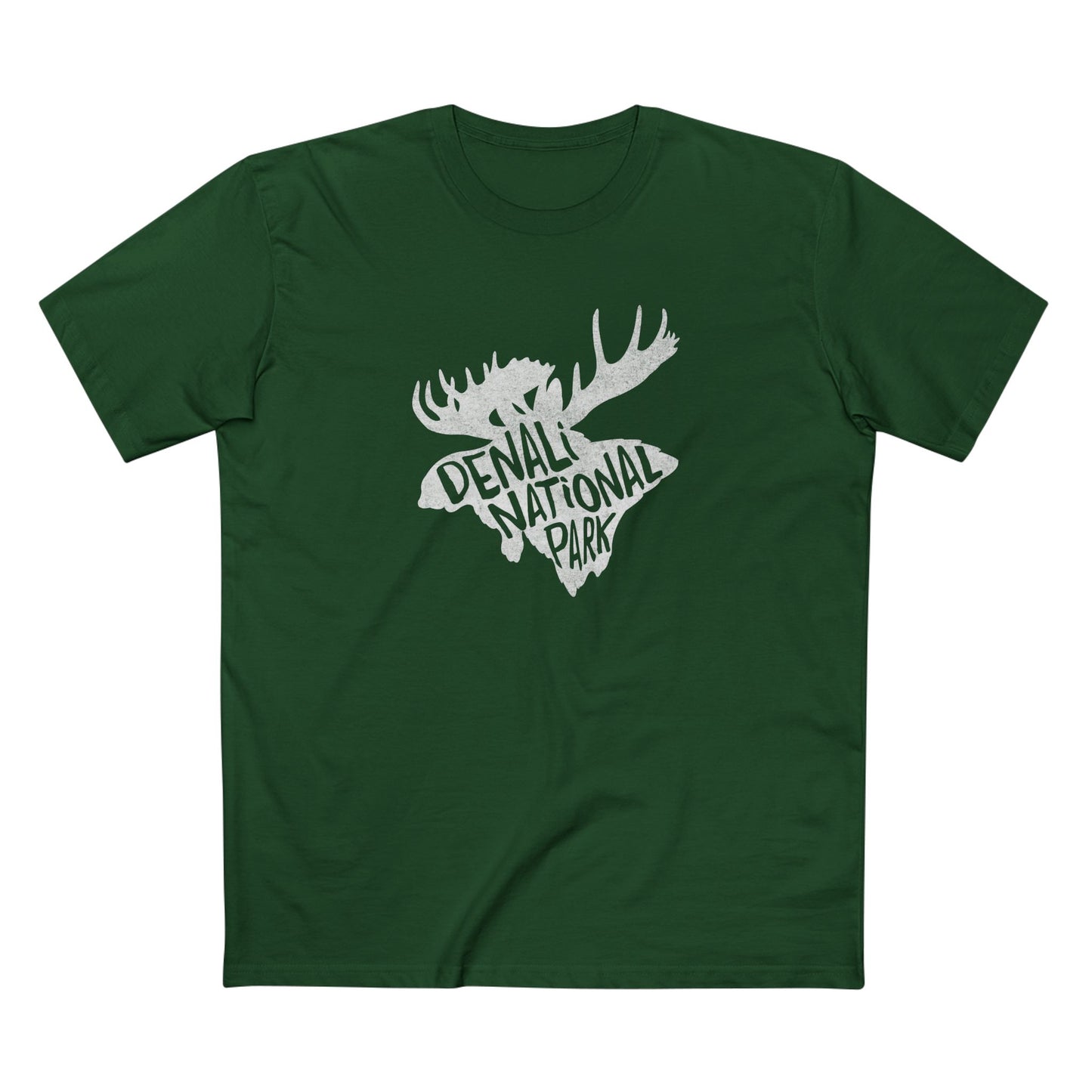 Denali National Park T-Shirt - Moose in Forest Green