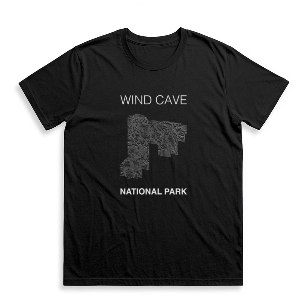 Wind Cave National Park T-Shirt Lines in Black