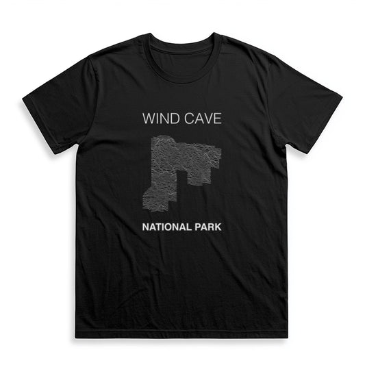 Wind Cave National Park T-Shirt Lines in Black