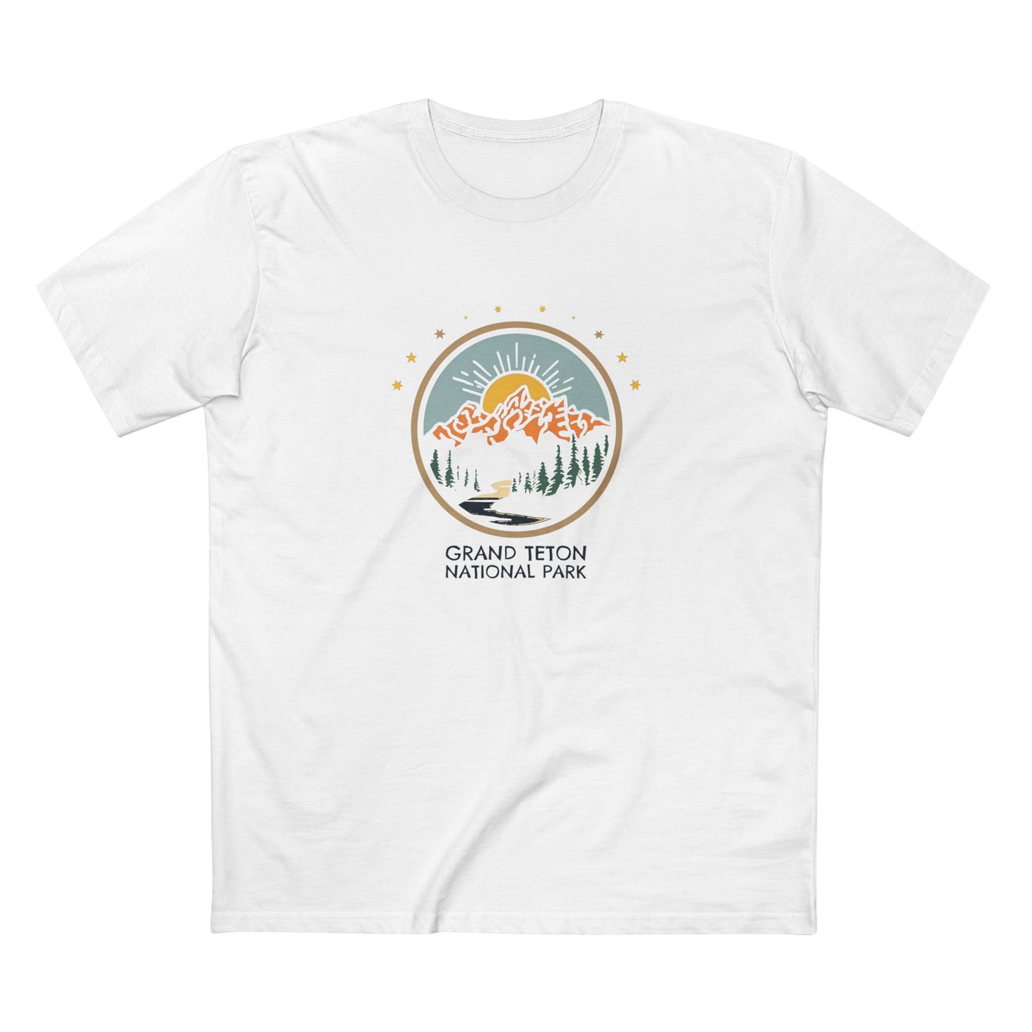 Grand Teton National Park T-Shirt - Cartoon Logo in White