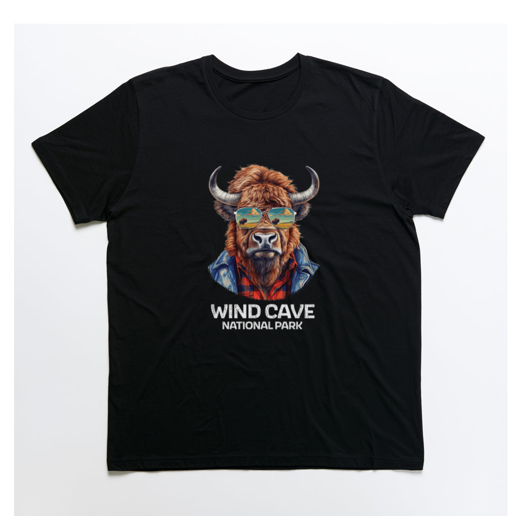 Wind Cave National Park T-Shirt - Bison in Black