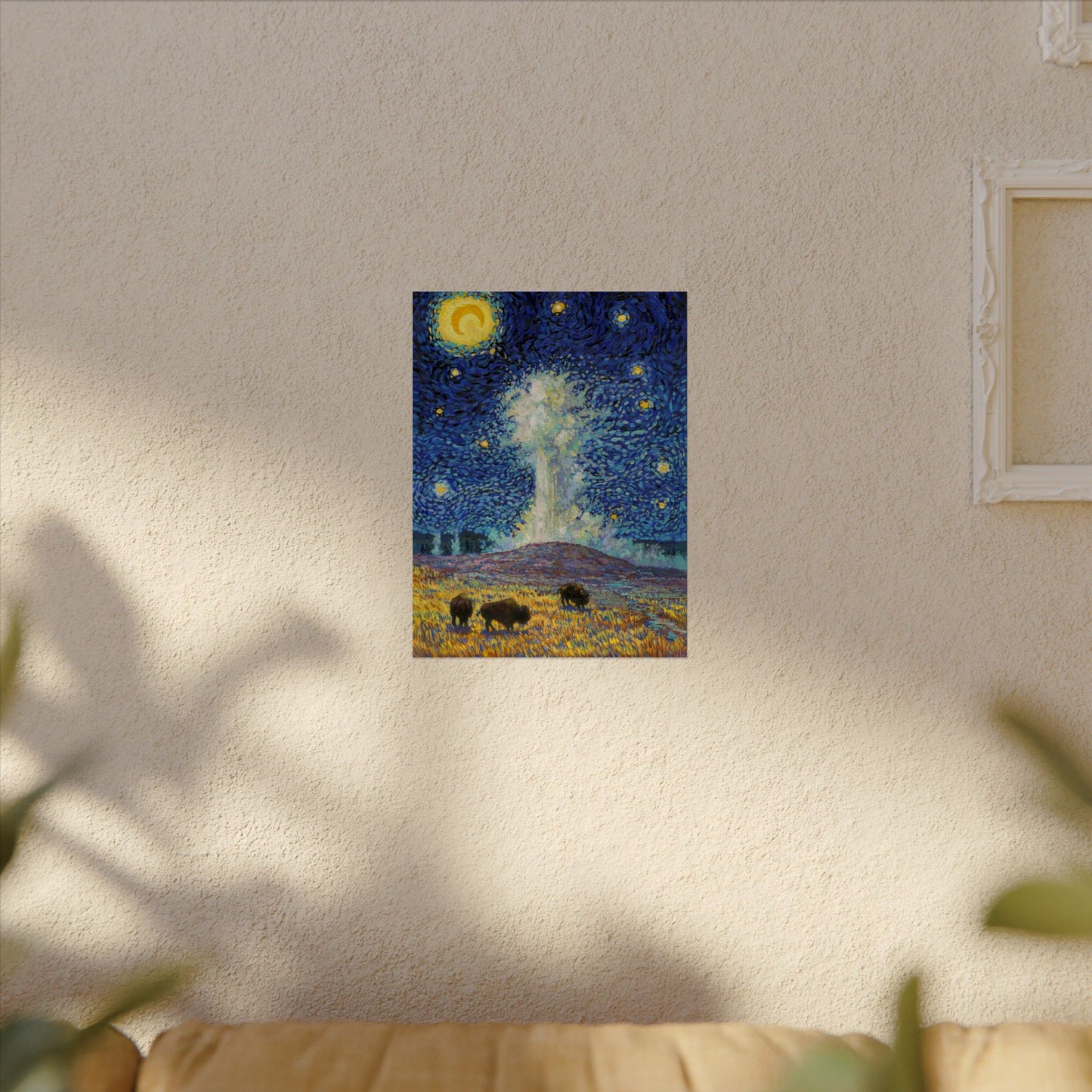 Yellowstone National Park Starry Night Poster - Premium Textured Paper