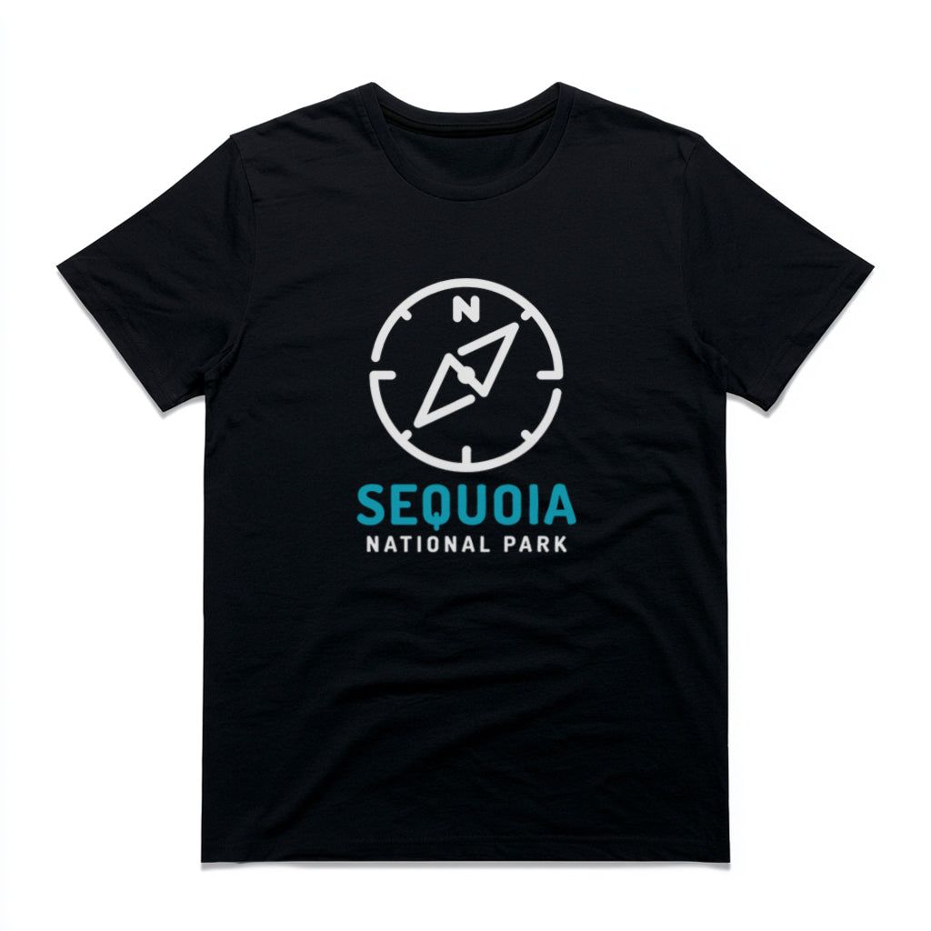 Sequoia National Park T-Shirt Compass Design in Black