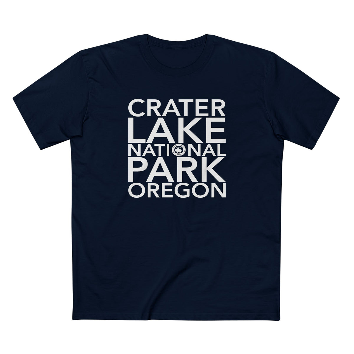 Crater Lake National Park T-Shirt Block Text in Navy