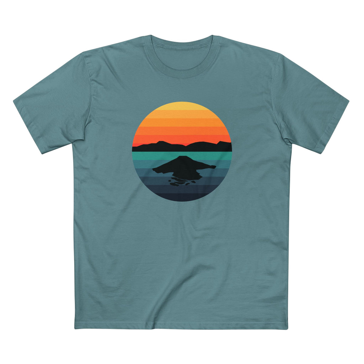 Crater Lake National Park T-Shirt - Circular Graphic Design in Slate Blue