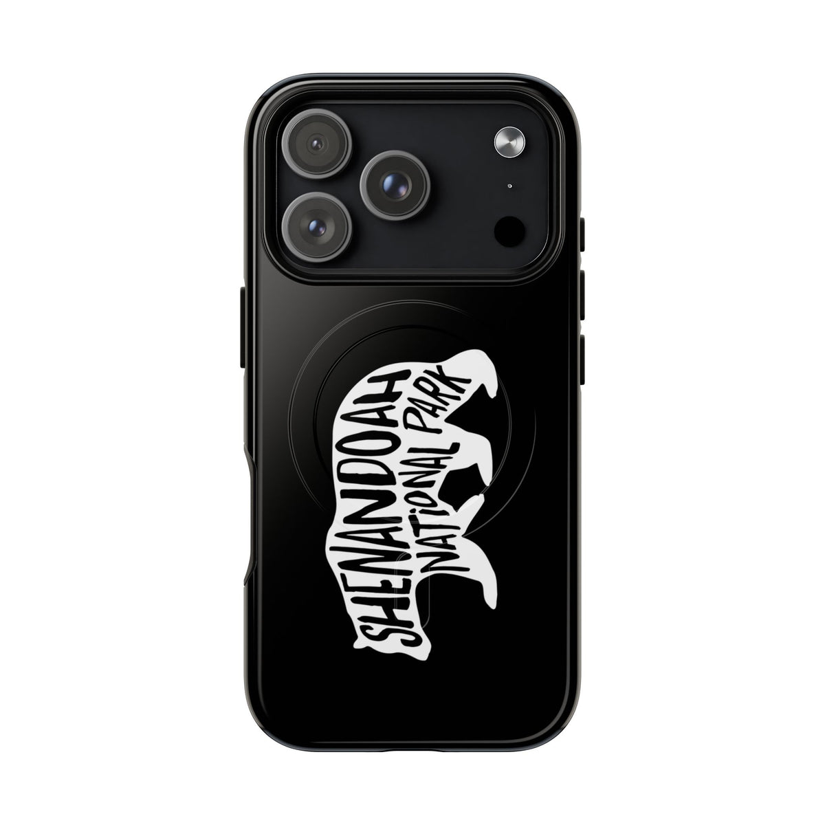 Shenandoah National Park iPhone case with MagSafe featuring black bear artwork.
