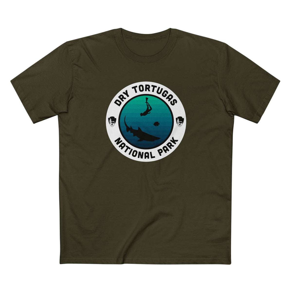 Dry Tortugas National Park T-Shirt - Round Badge Design in Army