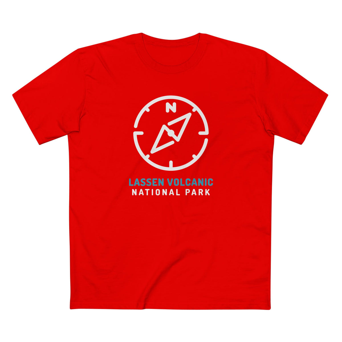 Lassen Volcanic National Park T-Shirt Compass Design in Red