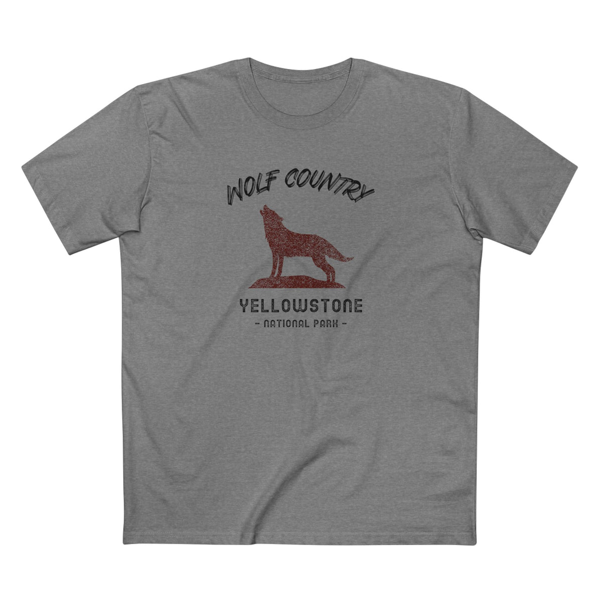 Yellowstone National Park T-Shirt - Wolf Country in Athletic Heather