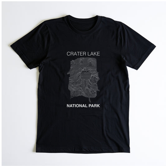 Crater Lake National Park T-Shirt Lines in Black