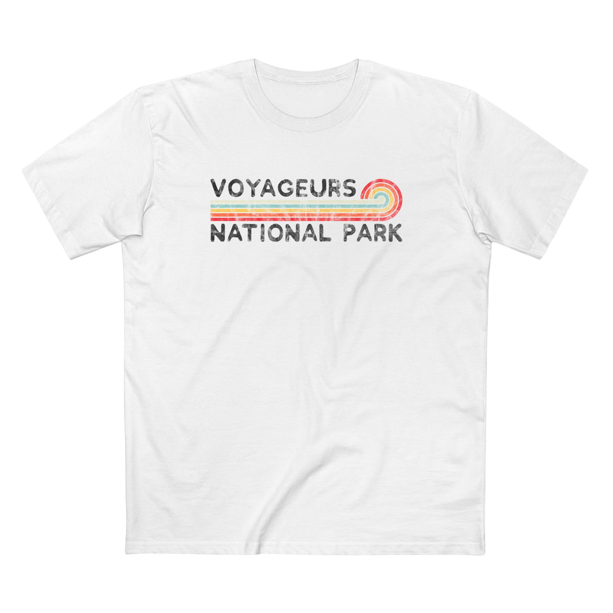Voyageurs National Park T-Shirt - Vintage Stretched Sunrise in White