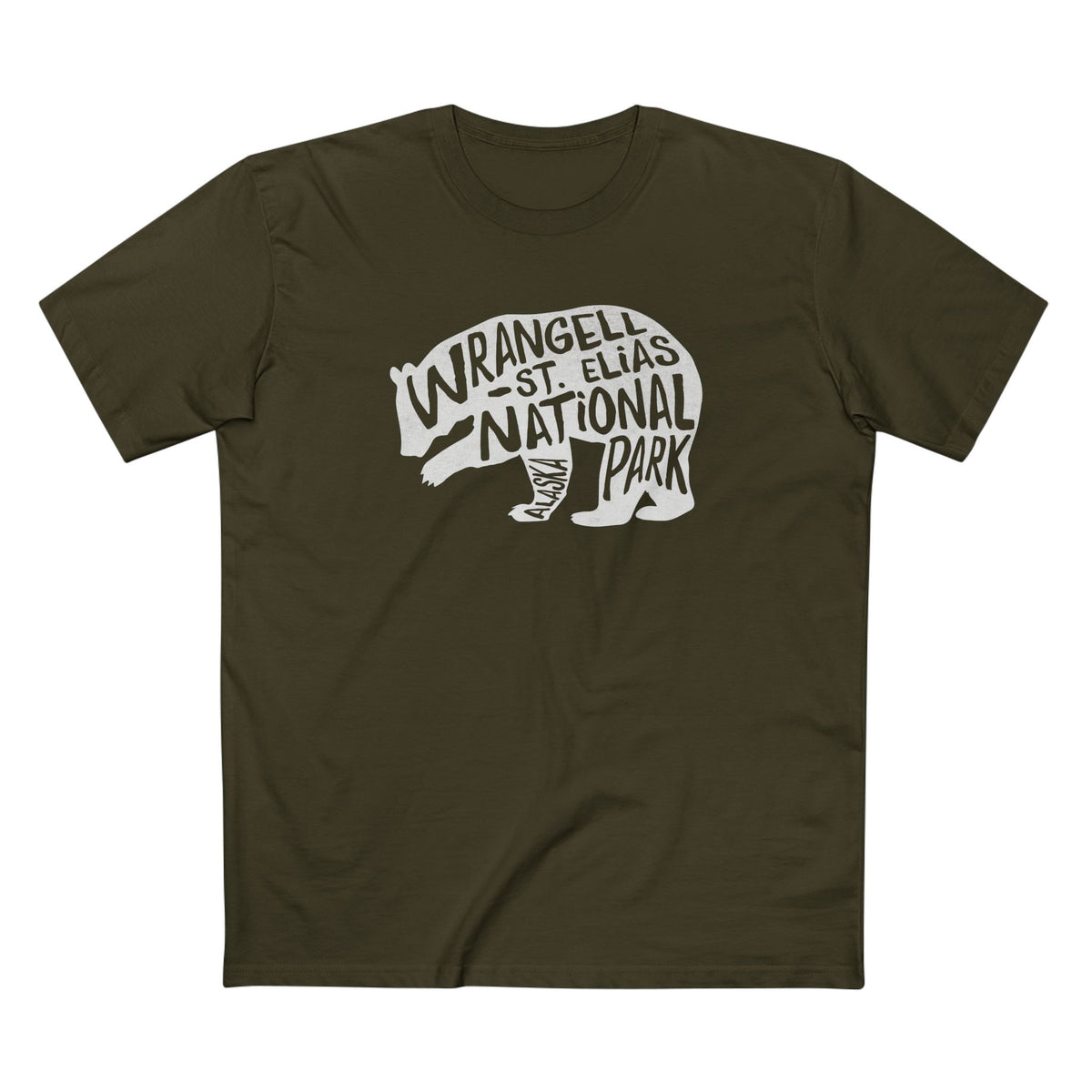 Wrangell - St. Elias National Park T-Shirt - Grizzly Bear in Army