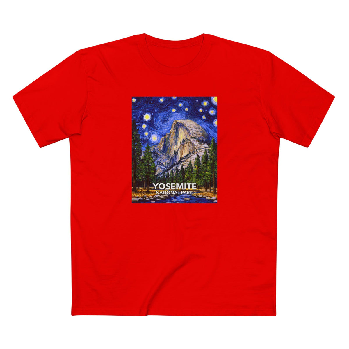 Yosemite National Park T-Shirt - The Starry Night in Red