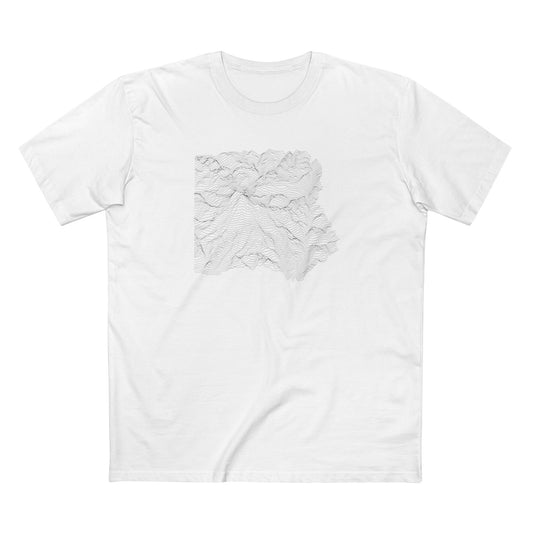 Mount Rainier National Park T-Shirt - Topographical Lines in White